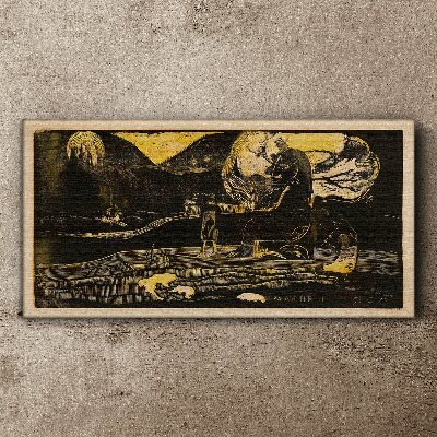 Golden landscapes and mysterious figures Canvas print