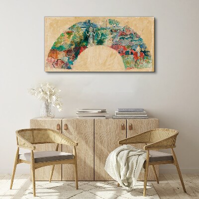 Colorful scene with a figure in a landscape Canvas print