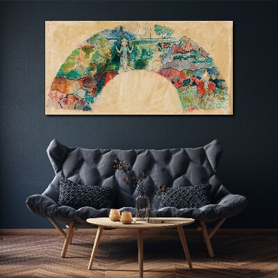 Colorful scene with a figure in a landscape Canvas print