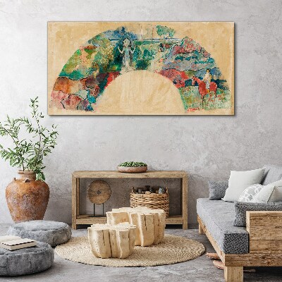Colorful scene with a figure in a landscape Canvas print