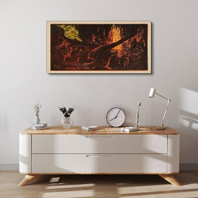Gathering around the campfire Canvas print