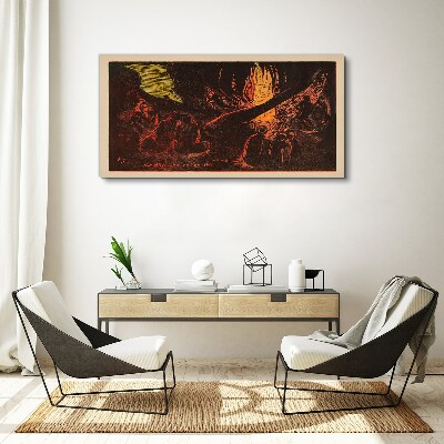 Gathering around the campfire Canvas print