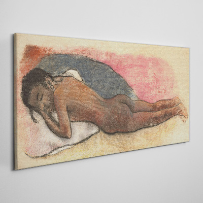 Sleeping figure on a pillow Canvas print