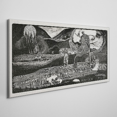 Landscape with figure and nature Canvas print