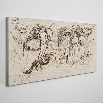 Mythological scenes with angel and animals Canvas print
