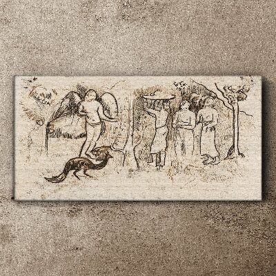 Mythological scenes with angel and animals Canvas print