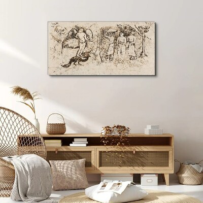 Mythological scenes with angel and animals Canvas print
