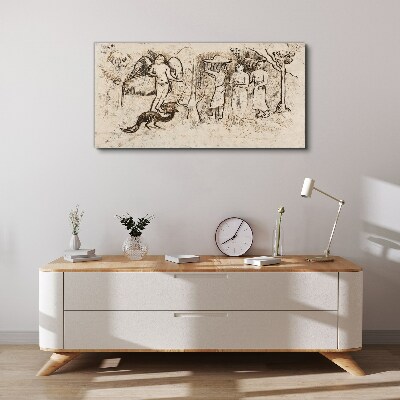 Mythological scenes with angel and animals Canvas print