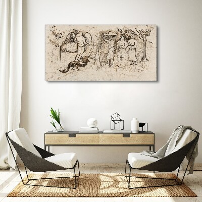 Mythological scenes with angel and animals Canvas print
