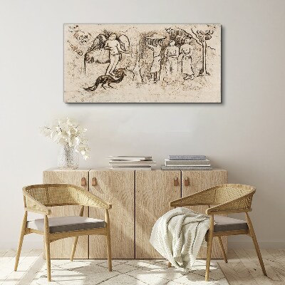 Mythological scenes with angel and animals Canvas print