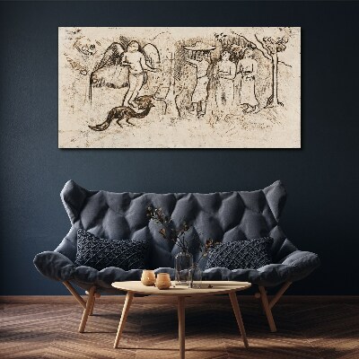 Mythological scenes with angel and animals Canvas print
