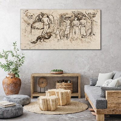 Mythological scenes with angel and animals Canvas print