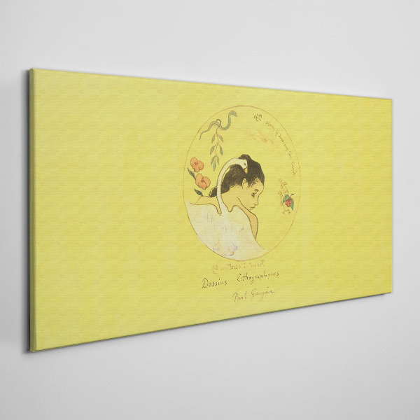 Portrait of a woman in a yellow background Canvas print