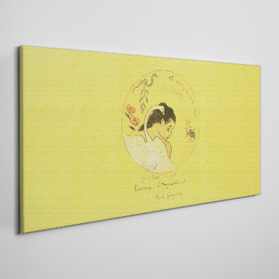 Portrait of a woman in a yellow background Canvas print