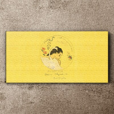 Portrait of a woman in a yellow background Canvas print