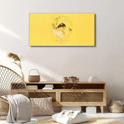 Portrait of a woman in a yellow background Canvas print