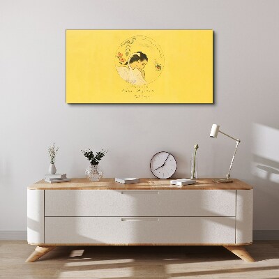 Portrait of a woman in a yellow background Canvas print