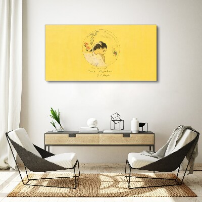 Portrait of a woman in a yellow background Canvas print