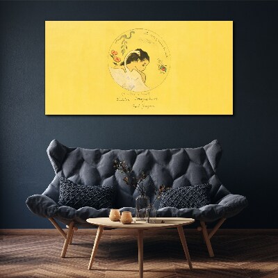 Portrait of a woman in a yellow background Canvas print