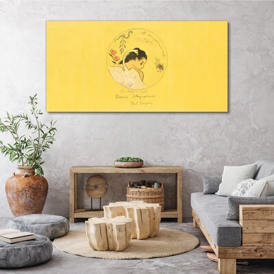 Portrait of a woman in a yellow background Canvas print