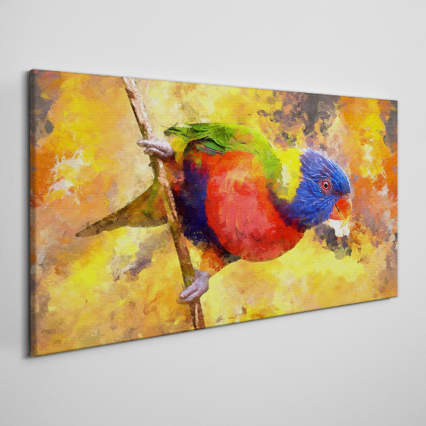 Colorful Parrot on the Sun Background Canvas Wall art