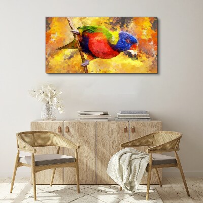 Colorful Parrot on the Sun Background Canvas Wall art