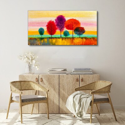Colorful landscape with trees Canvas Wall art