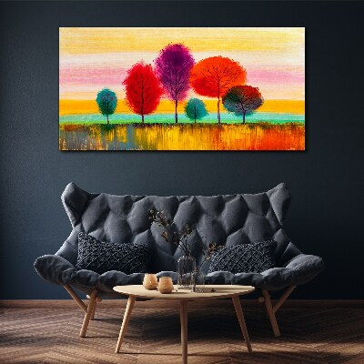Colorful landscape with trees Canvas Wall art