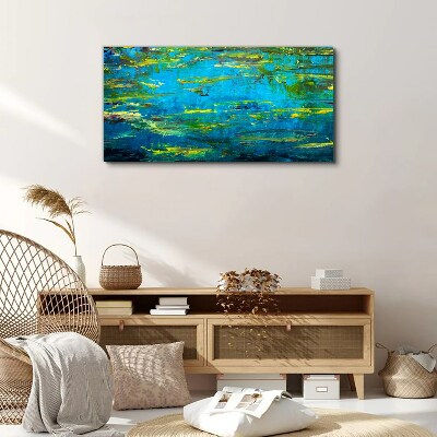 Turquoise waves and green Canvas Wall art