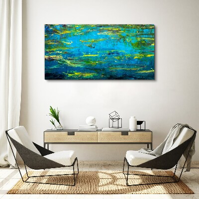 Turquoise waves and green Canvas Wall art