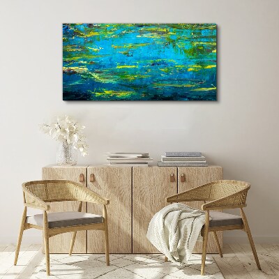 Turquoise waves and green Canvas Wall art