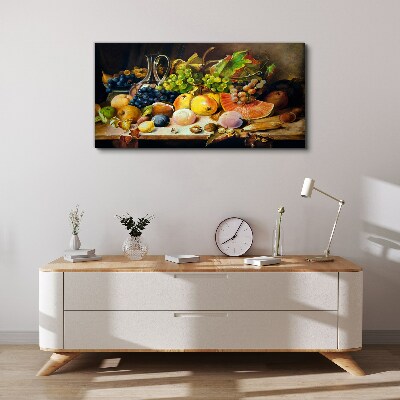 Still life with fruit and a vessel Canvas Wall art
