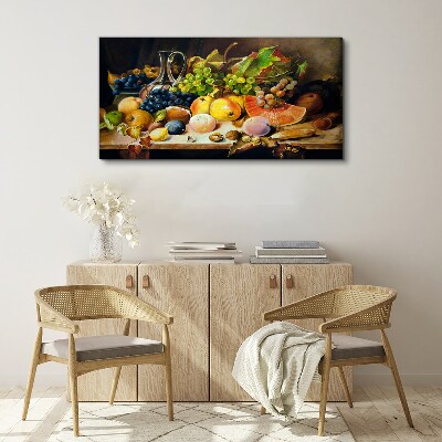 Still life with fruit and a vessel Canvas Wall art