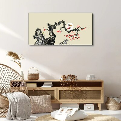 Flower scene with bird Canvas Wall art