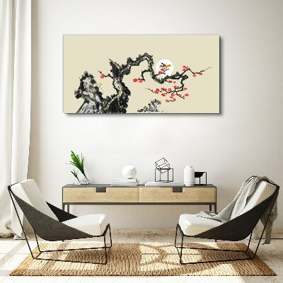 Flower scene with bird Canvas Wall art