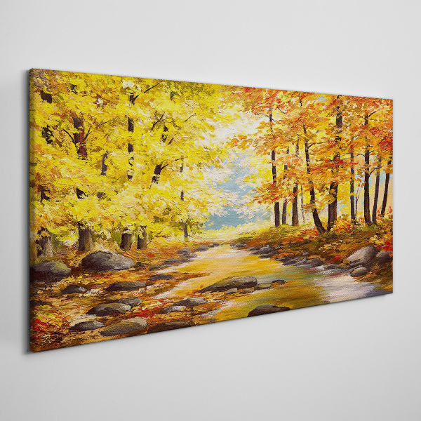 Autumn scenery with a river Canvas print