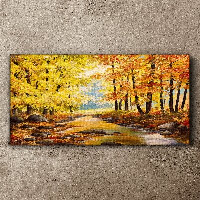 Autumn scenery with a river Canvas print