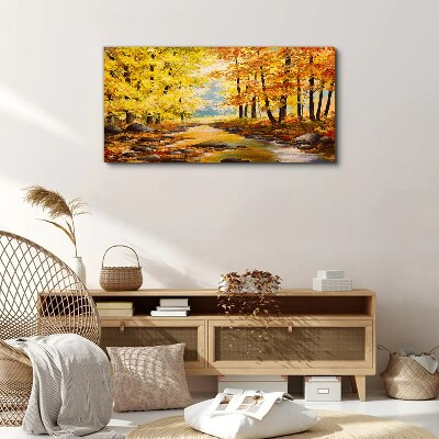Autumn scenery with a river Canvas print
