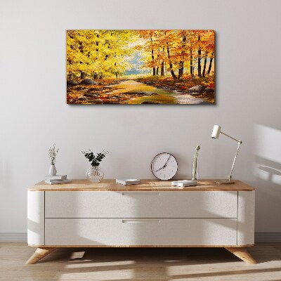 Autumn scenery with a river Canvas print