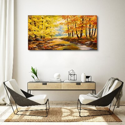 Autumn scenery with a river Canvas print