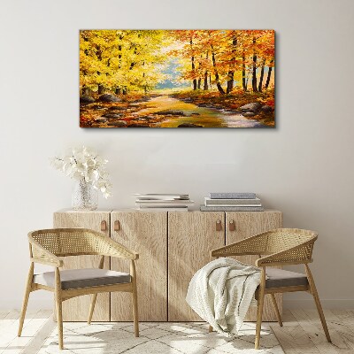 Autumn scenery with a river Canvas print