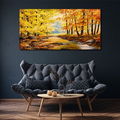 Autumn scenery with a river Canvas print