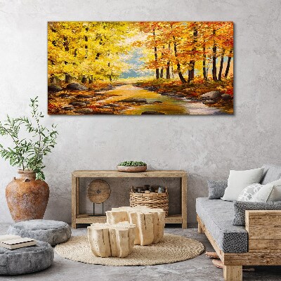 Autumn scenery with a river Canvas print