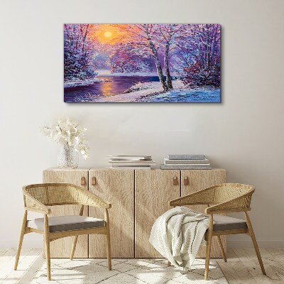 Winter landscape in the morning Canvas Wall art
