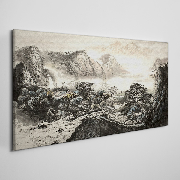 Misty mountain valley Canvas print