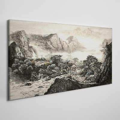 Chinese mountains trees Canvas print