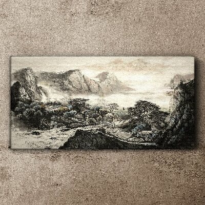 Misty mountain valley Canvas print