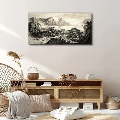 Misty mountain valley Canvas print