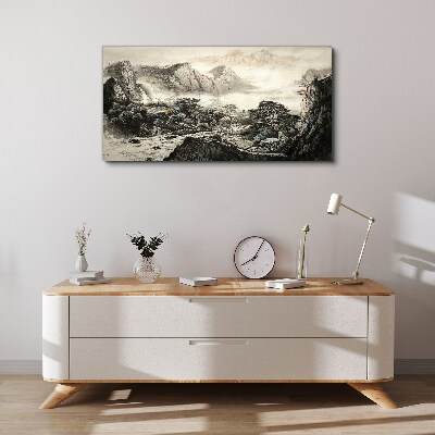 Misty mountain valley Canvas print