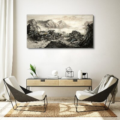 Misty mountain valley Canvas print